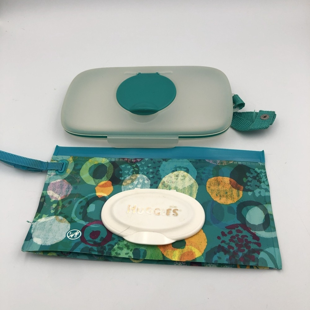 2 Vintage Baby Wipes Travel Cases, Container Box. Clear Colors‎ Huggies